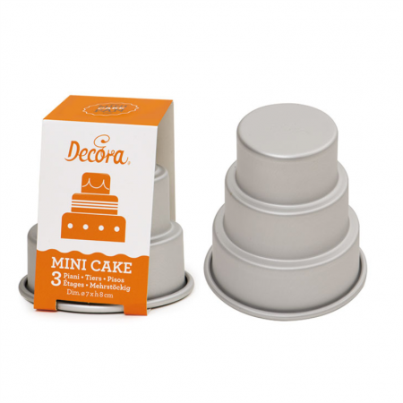 Cofetarie - Ustensile - Forma 3D Coacere Minitortulet 3 Etaje Ø 7 x H 8 cm, Aluminiu Anodizat