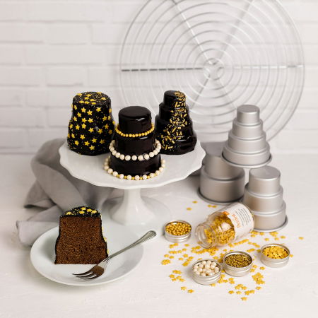 Cofetarie - Ustensile - Forma 3D Coacere Minitortulet 4 Etaje Ø 7 x H 8 cm, Aluminiu Anodizat