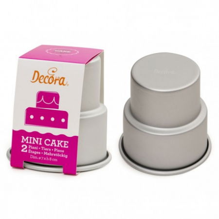 Cofetarie - Ustensile - Forma 3D Coacere Minitortulet 2 Etaje Ø 7 x H 8 cm, Aluminiu Anodizat