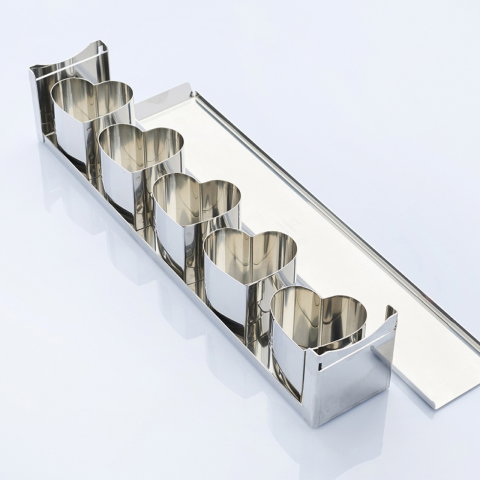Cofetarie - Ustensile - Forma Inox Coacere Produse Model Geometric Inima, 5.6 x 6.5 x H 6 cm, Vol. 154 ml