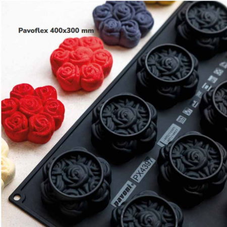 Forme de Silicon Cofetarie - Forma Pavoflex 30x40 Buchet de Trandafiri Cedric Grolet, 12 cavitati, Ø 8 x H 3.5 cm, 100 ml