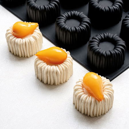 Forme 30x40cm Monoportii, Mignon - Forma Pavoflex 30x40 Charlotte Cedric Grolet, 12 cavitati, Ø 7,5 x H 4,5 cm, 140 ml