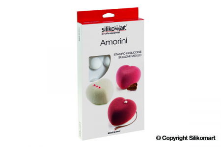 Forme de Silicon Cofetarie - Forma Silicon Inima Amorini 6.3 x 6.5 x H 3.9 cm, 8 cavitati + Decupator