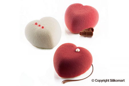 Forme de Silicon Cofetarie - Forma Silicon Inima Amorini 6.3 x 6.5 x H 3.9 cm, 8 cavitati + Decupator