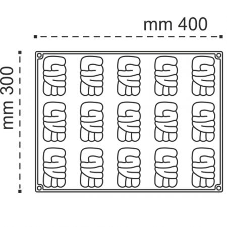 Forme 30x40cm Monoportii, Mignon - Forma Silicon Bachour, Monoportii Lovely, 8 x 4.3 x h 3.6 cm, 90 ml, 15 cavitati