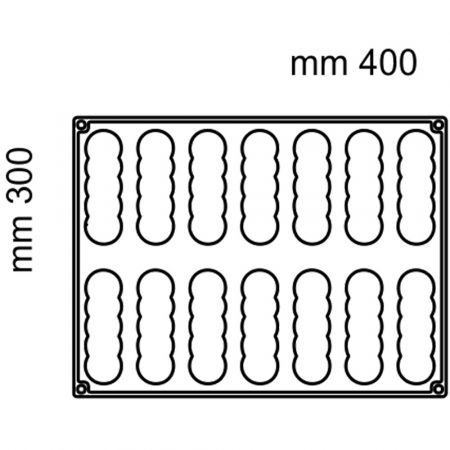 Forme 30x40cm Monoportii, Mignon - Forma Silicon Bachour, Monoportii Miami, 11.8 x 3.3 x h 4.2 cm, 90 ml, 14 cavitati