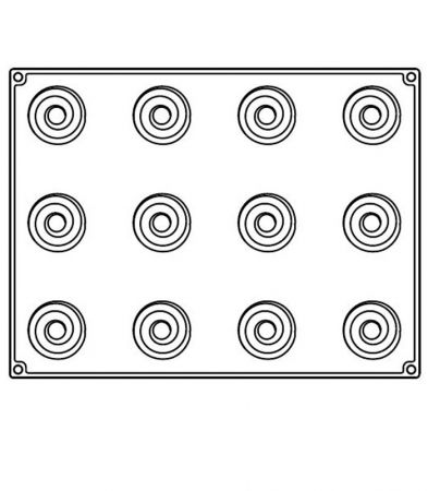 Forme 30x40cm Monoportii, Mignon - Forma Silicon Bachour, Monoportii Over, Ø 6.5 x h 5 cm, 90 ml, 12 cavitati