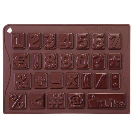 Forme Multicavitati Mici - Forma Silicon Chocoice Cifre-Simboluri, 26 cavitati