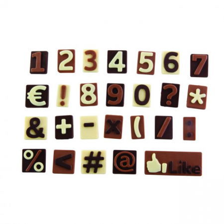 Forme Multicavitati Mici - Forma Silicon Chocoice Cifre-Simboluri, 26 cavitati