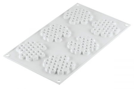 Forme de Silicon Cofetarie - Forma Silicon Decor Top/Insertie, Fagure Ø 7.5 x H 0.8 cm, 6 cavitati (MIEL 18)