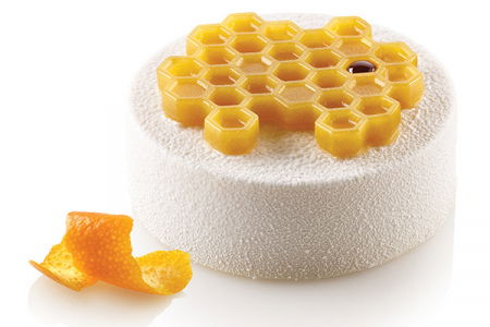 Forme de Silicon Cofetarie - Forma Silicon Decor Top/Insertie, Fagure Ø 7.5 x H 0.8 cm, 6 cavitati (MIEL 18)