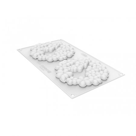Forme de Silicon Cofetarie - Forma Silicon Decor Top/Insertie Flora Ø 14 x H 1 cm, 2 cavitati, 80 ml
