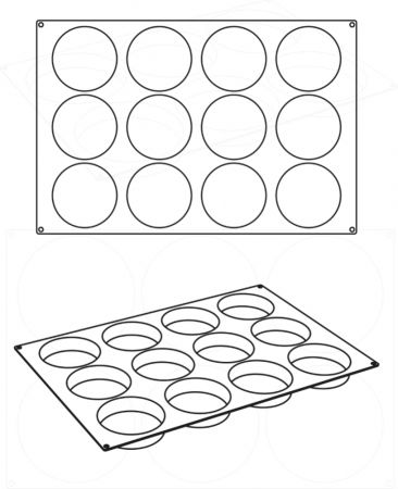 Forma Pavoflex 60x40 cm Discuri Ø12xH3 cm, 12 cavitati, 110 ml [3]