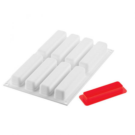 Forme de Silicon Cofetarie - Forma Silicon Eclair Stripes 13 x 2.8 x H 2.8 cm, 8 cavitati, 95 ml