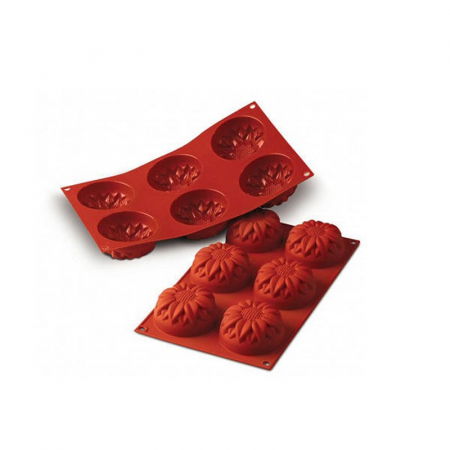 Forme 17.5x30cm Monoportii, Mignon - Forma Silicon Floarea-Soarelui Ø7.6xH4cm, 6 cavitati (SF076)
