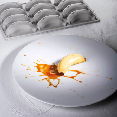 Forme de Silicon Cofetarie - Forma Silicon Gourmand Banane 9 x 4.05 x H 2.5 cm, 12 cavitati