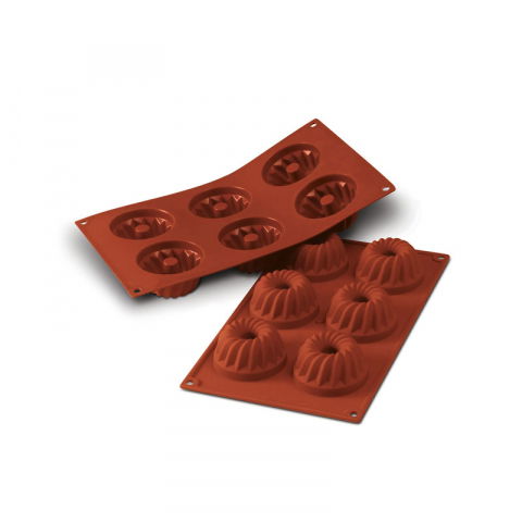 Forme de Silicon Cofetarie - Forma Silicon Gugelhopf, Ø 7.5 x H 4 cm, 6 cavitati, 100 ml (SF209)
