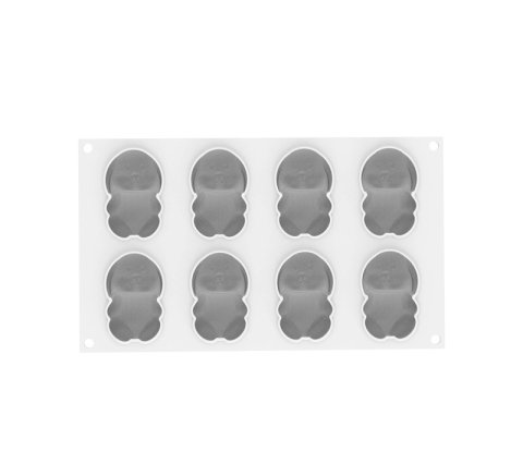 Forme de Silicon Cofetarie - Forma Silicon Iepuras 7.6 x 5 x H 2.9 cm, 8 cavitati x 70 ml + decupator