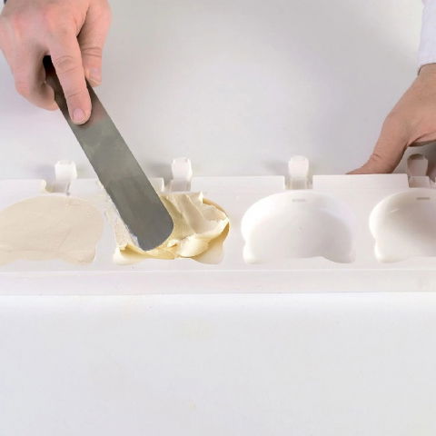 Forma Silicon Inghetata Cat, 2 forme silicon x 4 cav. Ø 8.85 x H 8.2 cm, 95 ml, 50 bastonase [3]