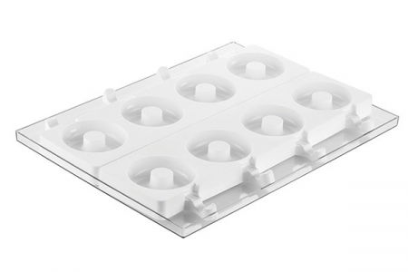 Forma Silicon Inghetata Donuts, 2 forme x 4 cavitati Ø 8 x H 2.25 cm + tavita + 50 bastonase [2]
