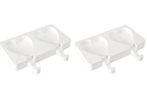 Matrite, Forme Inghetata, Gelaterie - Forma Silicon Inghetata Heart IC GEL03, 2 forme x 2 cav. 9.1 x 8.5 x H 2.3 cm, 96 ml, 50 bastonase