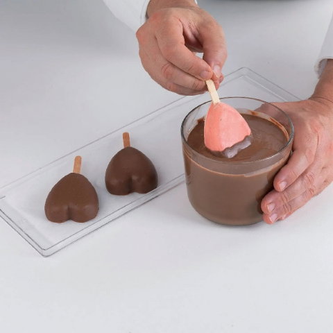 Forma Silicon Inghetata Mini Heart GEL03M, 3 cavitati x 6.7 x 5.5 x H 1.8 cm, 45 ml, 50 bastonase [5]