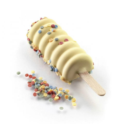 Cofetarie - Ustensile - Forma Silicon Inghetata Mini Tango GEL04M, 4 cavitati x 9.1 x 8.5 x H 2.3 cm, 36 ml, 50 bastonase