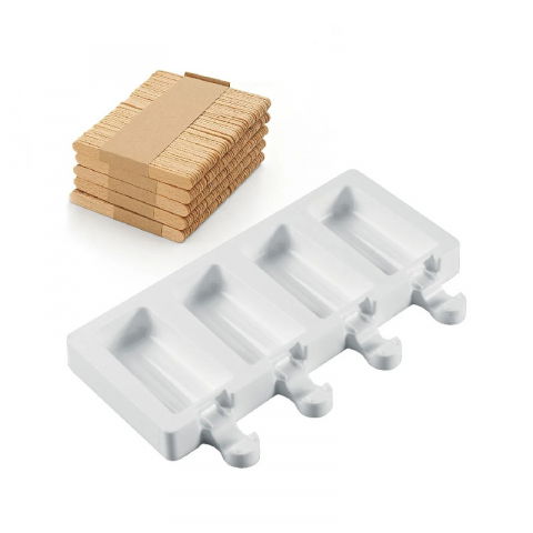 Matrite, Forme Inghetata, Gelaterie - Forma Silicon Inghetata Mini Vintage GEL10M, 4 cavitati x 3.7 x 7 x H 1.8 cm, 37 ml, 50 bastonase