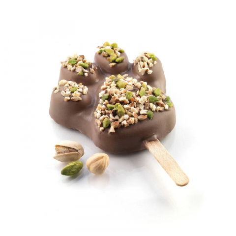 Cofetarie - Ustensile - Forma Silicon Inghetata Paw, 2 forme silicon x 4 cav. 8.9 x 8.4 x H 2.4 cm, 98 ml, 50 bastonase