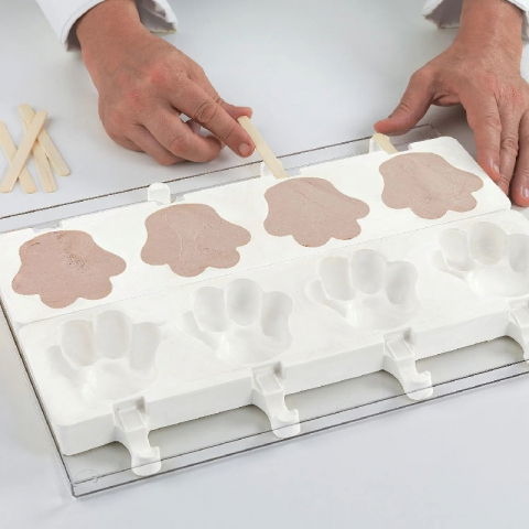 Forma Silicon Inghetata Paw, 2 forme silicon x 4 cav. 8.9 x 8.4 x H 2.4 cm, 98 ml, 50 bastonase [5]