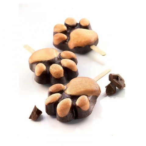 Forma Silicon Inghetata Paw, 2 forme silicon x 4 cav. 8.9 x 8.4 x H 2.4 cm, 98 ml, 50 bastonase [10]