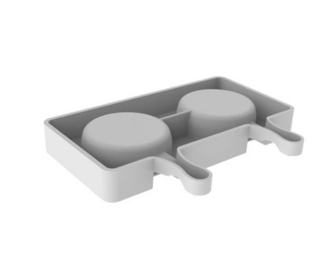 Matrite, Forme Inghetata, Gelaterie - Forma Silicon Inghetata Round GEL19B, 2 cavitati x Ø 7 x H 2.3cm, 82 ml, 50 bastonase