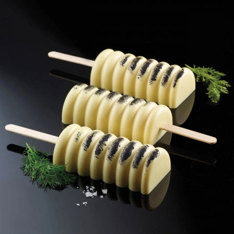 Formă Silicon pentru Înghețată și Desert pe Băț Tango GEL04, 2 forme x 2 cav. 9.2 x 4.5 x H 2.75 cm, 90 ml, 50 bastonase [2]