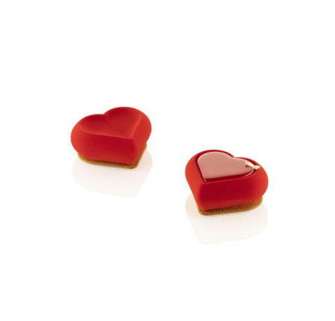 Forme de Silicon Cofetarie - Forma Silicon Inima 7.8 x 7 x H 3 cm, 6 cavitati x 85 ml + decupator