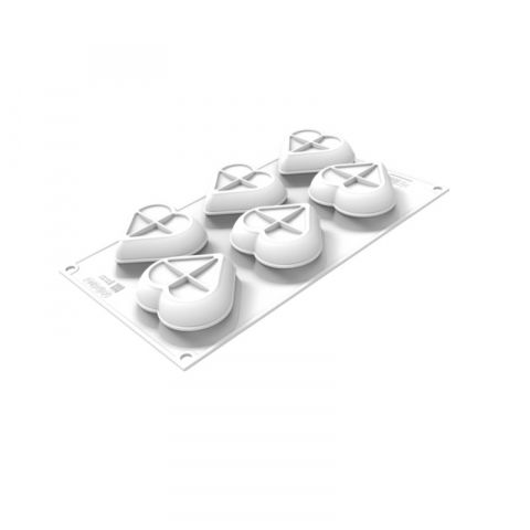 Forme de Silicon Cofetarie - Forma Silicon Inima 7.8 x 7 x H 3 cm, 6 cavitati x 85 ml + decupator