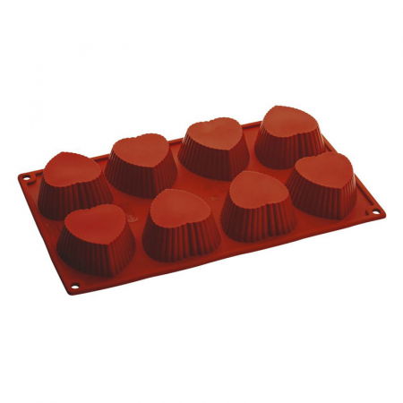 Forme Silicon Monoportii, Mignon - Forma Silicon Inima Muffins, 6.8 x 6.8 x H 3.1 cm, 8 cavitati