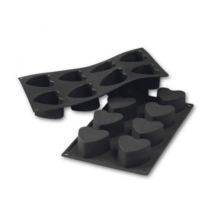 Forme 17.5x30cm Monoportii, Mignon - Forma Silicon Inima Ø6xH3.5 cm, 8 cavitati