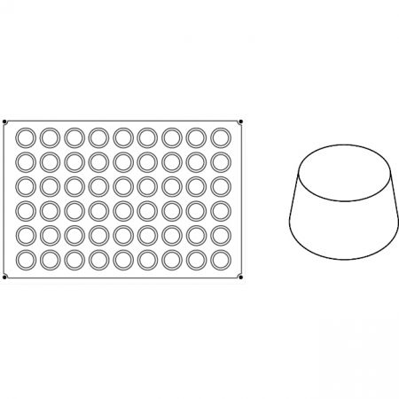 Forme 60x40cm Monoportii, Mignon - Forma Pavoflex 60x40 cm Muffins Ø5xh2.8 cm, 54 cavitati, 45 ml