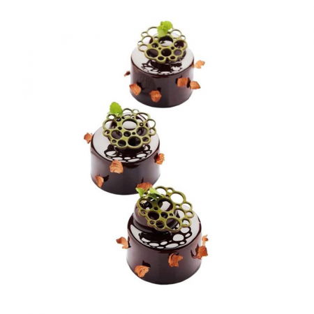 Forme Silicon pentru Decor si Plating - Forma Silicon PavoDecor Cercuri Forma Rotunda, 15 cavitati Ø 5 x H 0.2 cm, 2.1 ml