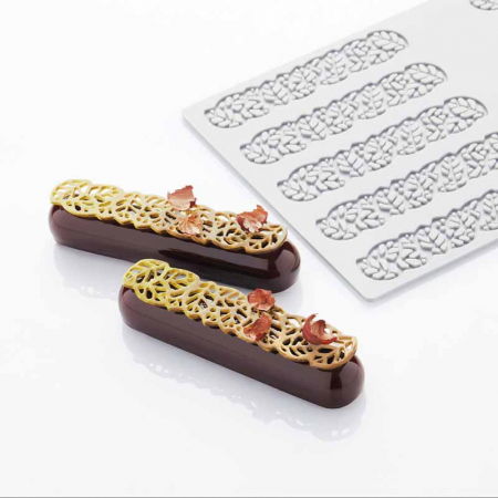 Forme de Silicon Cofetarie - Forma Silicon PavoDecor Frunze Forma Alungita, 10 cavitati 12 x 2.6 x H 0.2 cm, 3.4 ml