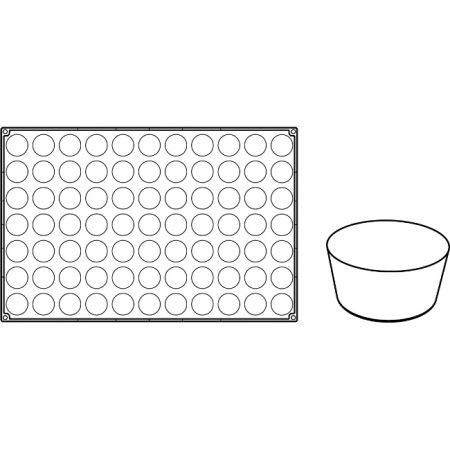 Forme 60x40cm Monoportii, Mignon - Forma Pavoflex 60x40 cm Petit Four Ø4xh2 cm, 77 cavitati, 22 ml