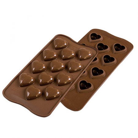 Forme Multicavitati Mici - Forma Silicon Praline Silikomart 3D Inima 3.1 x 3 x H 1.5 cm, 8 ml, 12 cavitati (SCG48)
