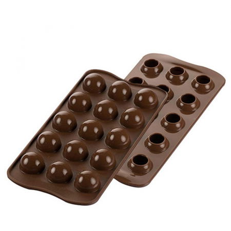 Forme Multicavitati Mici - Forma Silicon Praline Silikomart 3D Sfera Ø 2.5 x H 2.7 cm, 15 cavitati (SCG50)