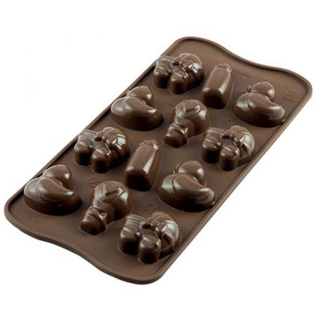 Forme Multicavitati Mici - Forma Silicon Praline Silikomart Botez 3.5 x 3.2 x H 1.5 cm, 11 ml, 12 cavitati (SCG31)