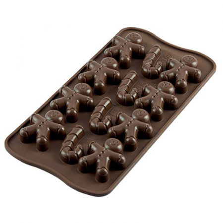 Forme Multicavitati Mici - Forma Silicon Praline Silikomart Craciun Mr. Ginger 4.3 x 3.5 x H 1.2 cm, 4 ml, 12 cavitati (SCG12)