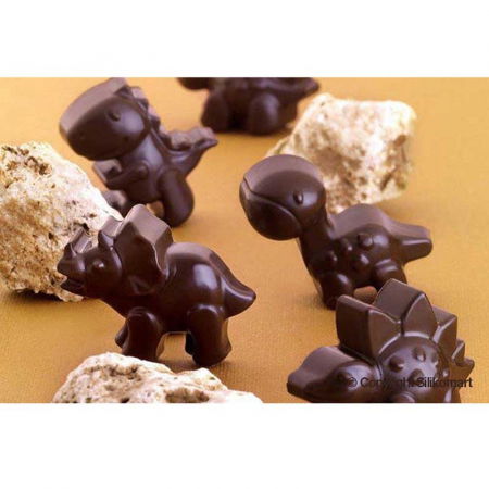 Forme Multicavitati Mici - Forma Silicon Praline Silikomart Dinozauri 4 x 3.3 x H 1.6 cm, 8 ml, 12 cavitati (SCG16)