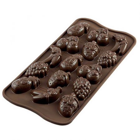 Forme Multicavitati Mici - Forma Silicon Praline Silikomart Fructe 3.2 x 3.2 x H 1.5 cm, 10 ml, 15 cavitati (SCG32)