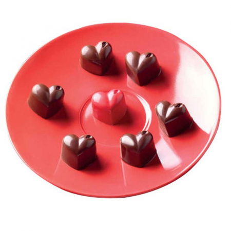 Forme Multicavitati Mici - Forma Silicon Praline Silikomart Inima 3 x 2.2 x H 2.5 cm, 10 ml, 15 cavitati (SCG01)