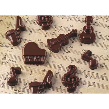 Forme Multicavitati Mici - Forma Silicon Praline Silikomart Muzica Ø 3.6 x H 2.4 cm, 5 ml, 14 cavitati (SCG43)