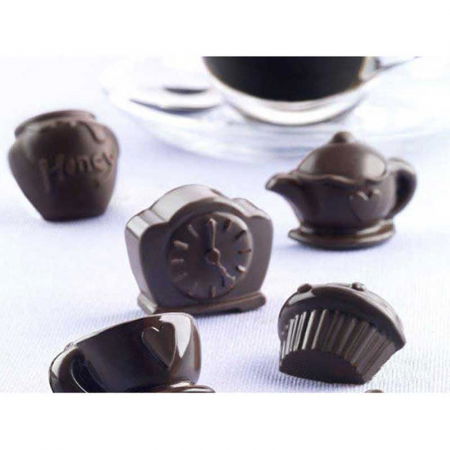 Forme Multicavitati Mici - Forma Silicon Praline Silikomart Ora de Ceai 4.36 x 2.9 x H 1.5 cm, 10 ml, 12 cavitati (SCG17)